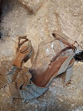 Women's Stassi Raffia Ruffle Heels - A New Day Beige 5.5 NEW