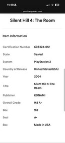SILENT HILL 4 THE ROOM PS2 GRADED NEW 9.8 A+ PSA WATA CGC VGA TOP/HIGH POP 💎