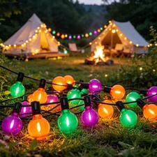15m Festoon Outdoor String Lights Mains Powered LED Coloured Bulbs Garden Lights