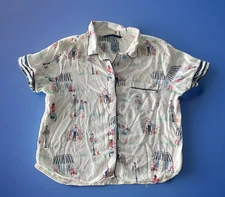 Jane and Bleecker Womens Short Sleeve Pajama Top Cotton and Rayon - Size Medium