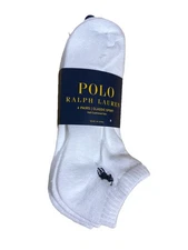 Polo Ralph Lauren Classic Sport 6-Pair Men's Low Cut Socks White with Navy Pony