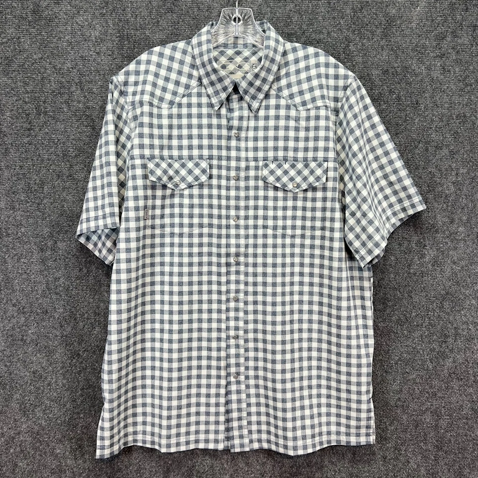 GameGuard 1061 Deep Water Vented SS Pearl Snap Shirt Navy White Check UPF 50 L - Image 4 of 4