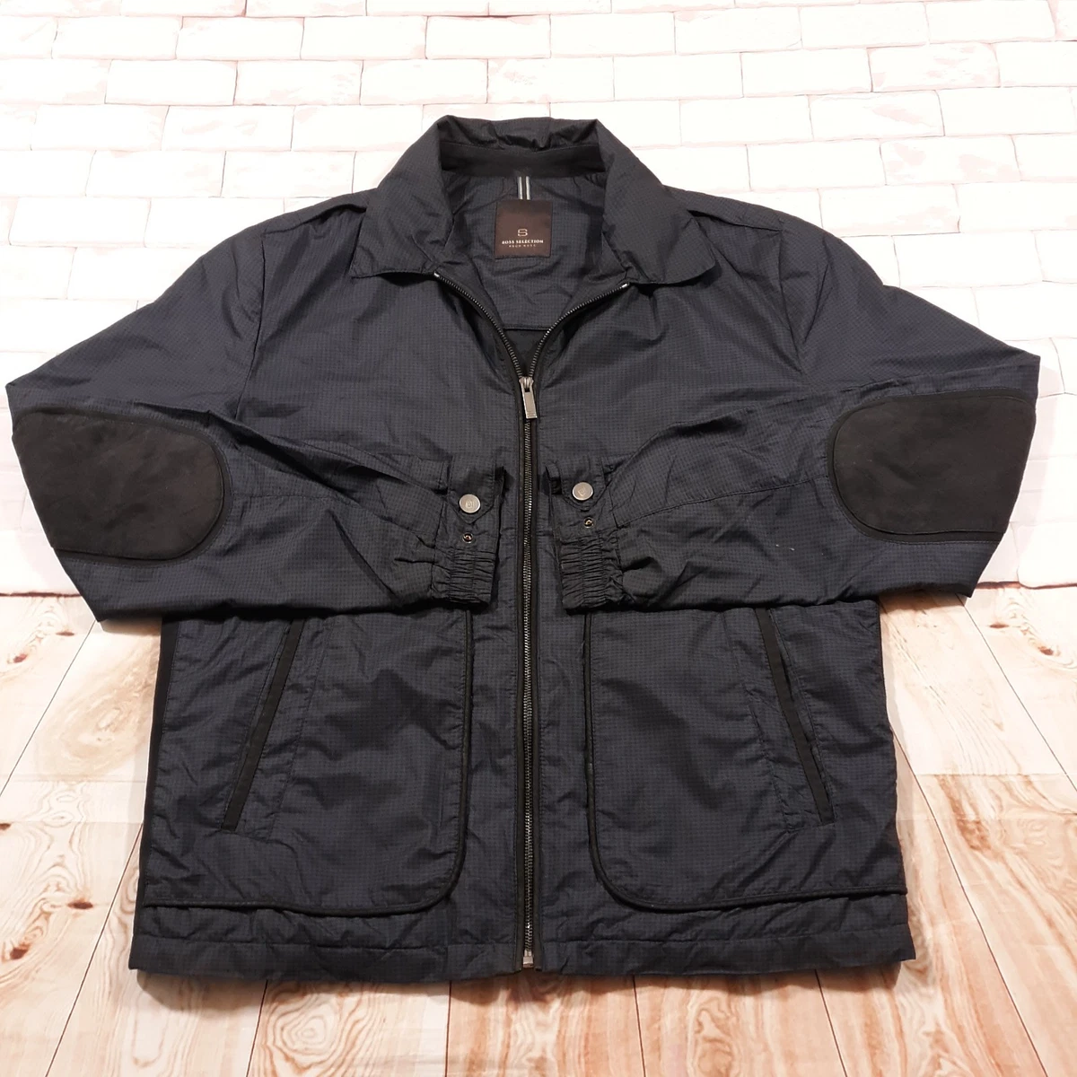 HUGO BOSS Leather Outer Shell Blue Coats, Jackets & Vests for Men