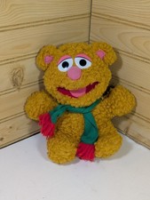 Vintage 1987 Muppet Babies Baby Fozzie Bear 7" Christmas Plush with Green Scarf