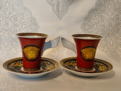 Rosenthal Versace Medusa Red-Ikarus, 2 x Kaffeetassen + 2 x Untertassen