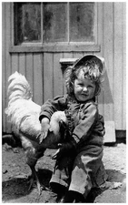 My Pet, Little Girl In Coveralls and Her Chicken RPPC Postcard COPY #10325