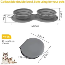 1Pcs Silicone Collapsible Pet Bowl Double Layer Non-Slip Dog Cat Food Dish for T