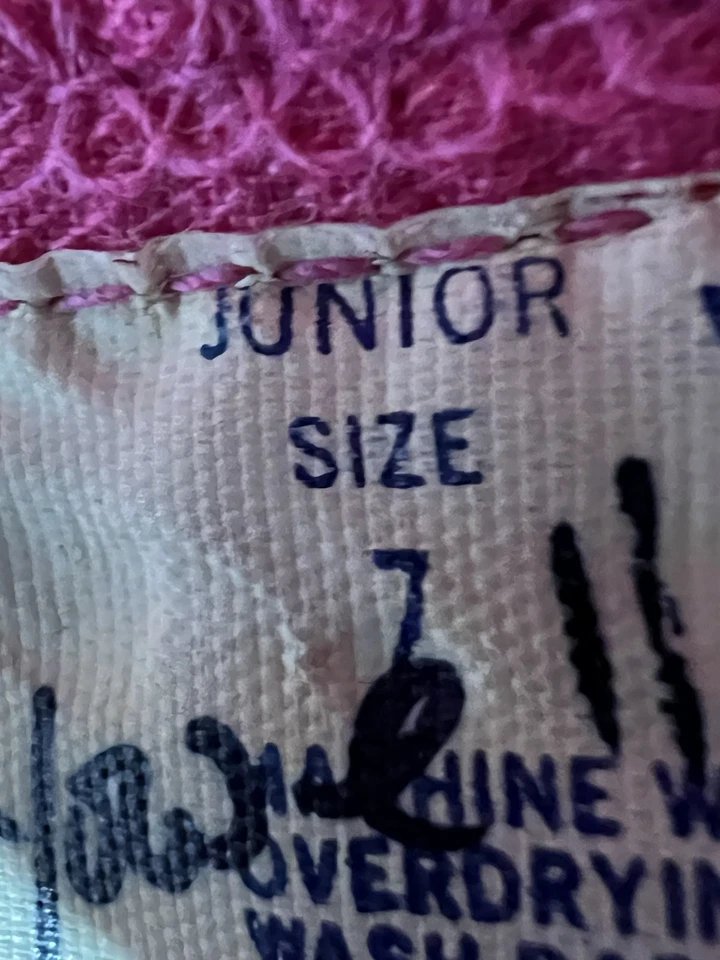 Pantalones Wrangler Vintage Mujer Junior 7 Rosa Carpintero Ropa de Trabajo Hecho en EE. UU. Años 90 Foto 4 de 4