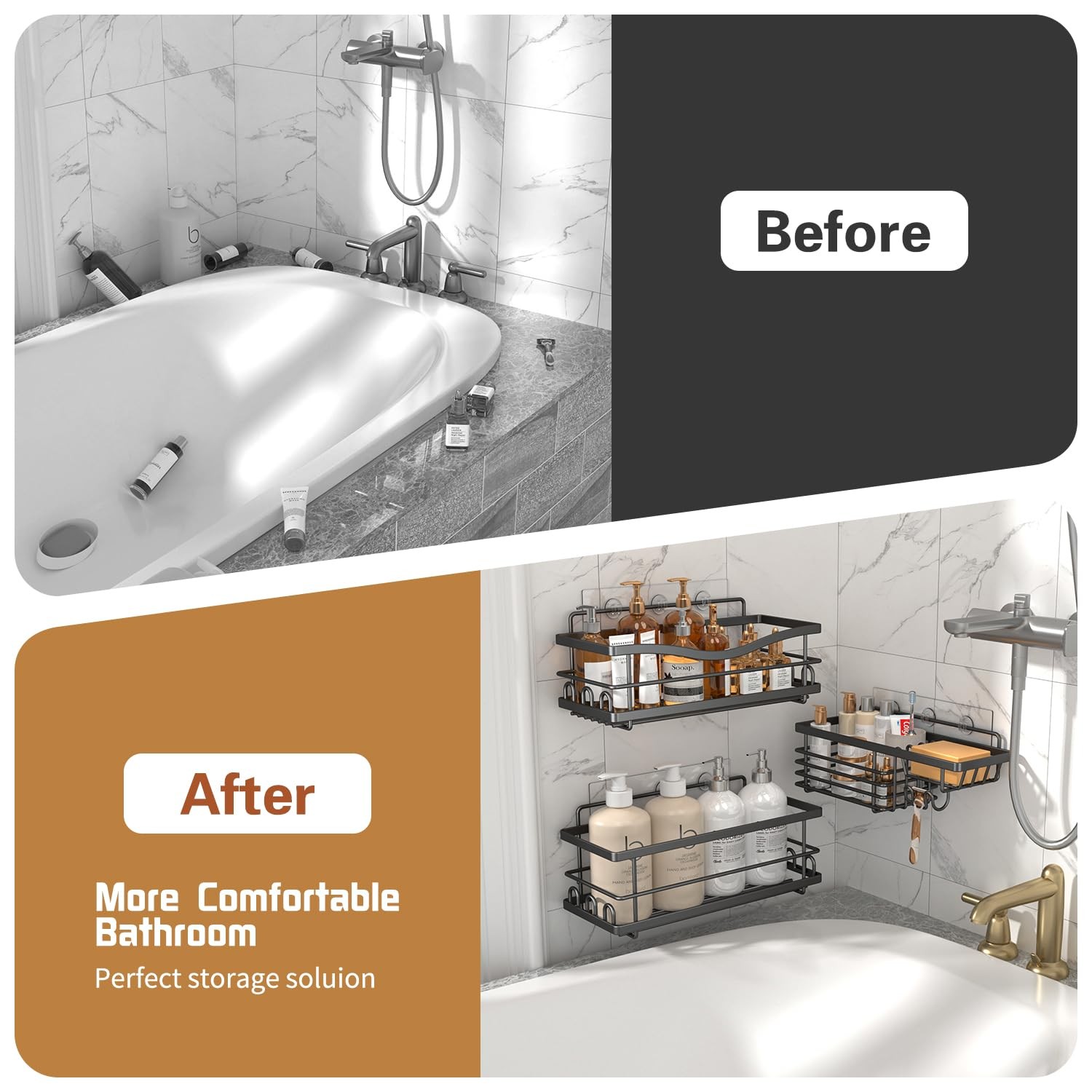 Shower Caddy, 3 Pack Large Capacity Bathroom Organizers and Storage, No Drill...