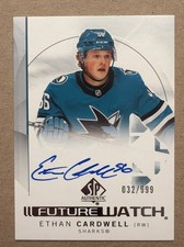 2024-25 SP Authentic Future Watch Auto Ethan Cardwell /999 #187 San Jose Sharks