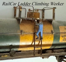O Scale Railroad Car Ladder Climbing Worker 1/48 Figure comes PAINTED