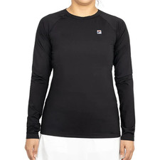 Fila Essentials Tennis Top Women Black Stretch Long Sleeve Thumbhole Performance