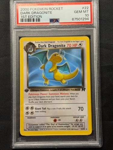 PSA 10 Team Rocket Dark Dragonite 1st Edition non holo #22
