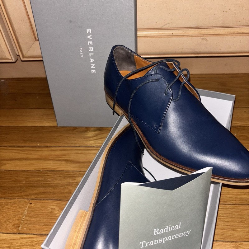 Everlane The Modern Oxford Brogue Women 7.5M Shoes Blue Leather Lace Up Comfort
