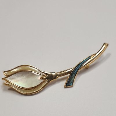 Duri Gold and Blue Tulip Brooch