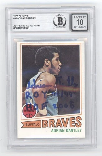 ADRIAN DANTLEY "ROY 76-77 & HOF 08" 1977/78 TOPPS ROOKIE BAS BGS 10 AUTO Q3566
