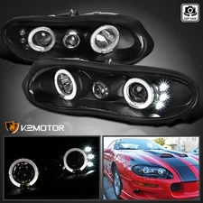 Black Fits 1998-2002 Chevy Camaro LED Halo Projector Headlights Lamps Left+Right