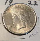 1922 PEACE DOLLAR BU