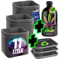 HOMEGROW24 Allinone DüNger 500Ml + 3 StofftöPfe + 3 Untersetzer - Homegrow Set