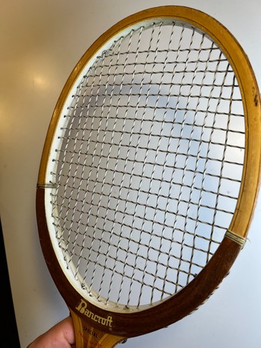 Racchetta da tennis vintage Bancroft Bantam Youth in legno Massachusetts MCM anni 50 - Foto 15 di 21