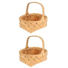 2 Pcs Mini Wood Chip Basket Flower Girls Basket Wedding Centerpiece Display
