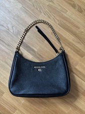 Michael Kors Jet Set Charm Schultertasche Leder Schwarz Kettenriemen Logo ZIP