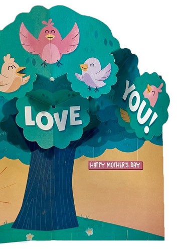 Mother’s Day Card For Mom Funny Pop-Up 3D Tree Cute Birds Hallmark Card NEW - Picture 4 of 11