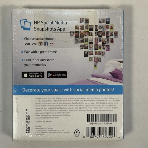 💫HP Social Media Snapshots Sticky Back Photo Sheets 4"x5"-Pack Of 25 - Afbeelding 2 van 7