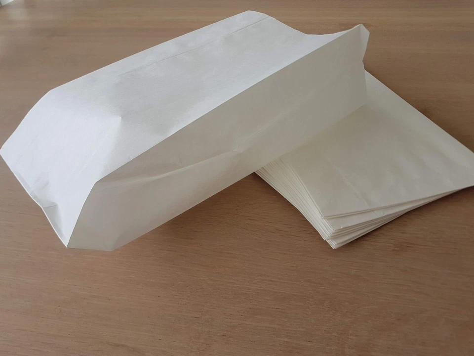 100x Bolsas de papel blanco para dulces Bolsa sándwich de farmacia para llevar 150 x 290 x 80 mm Foto 2 de 4