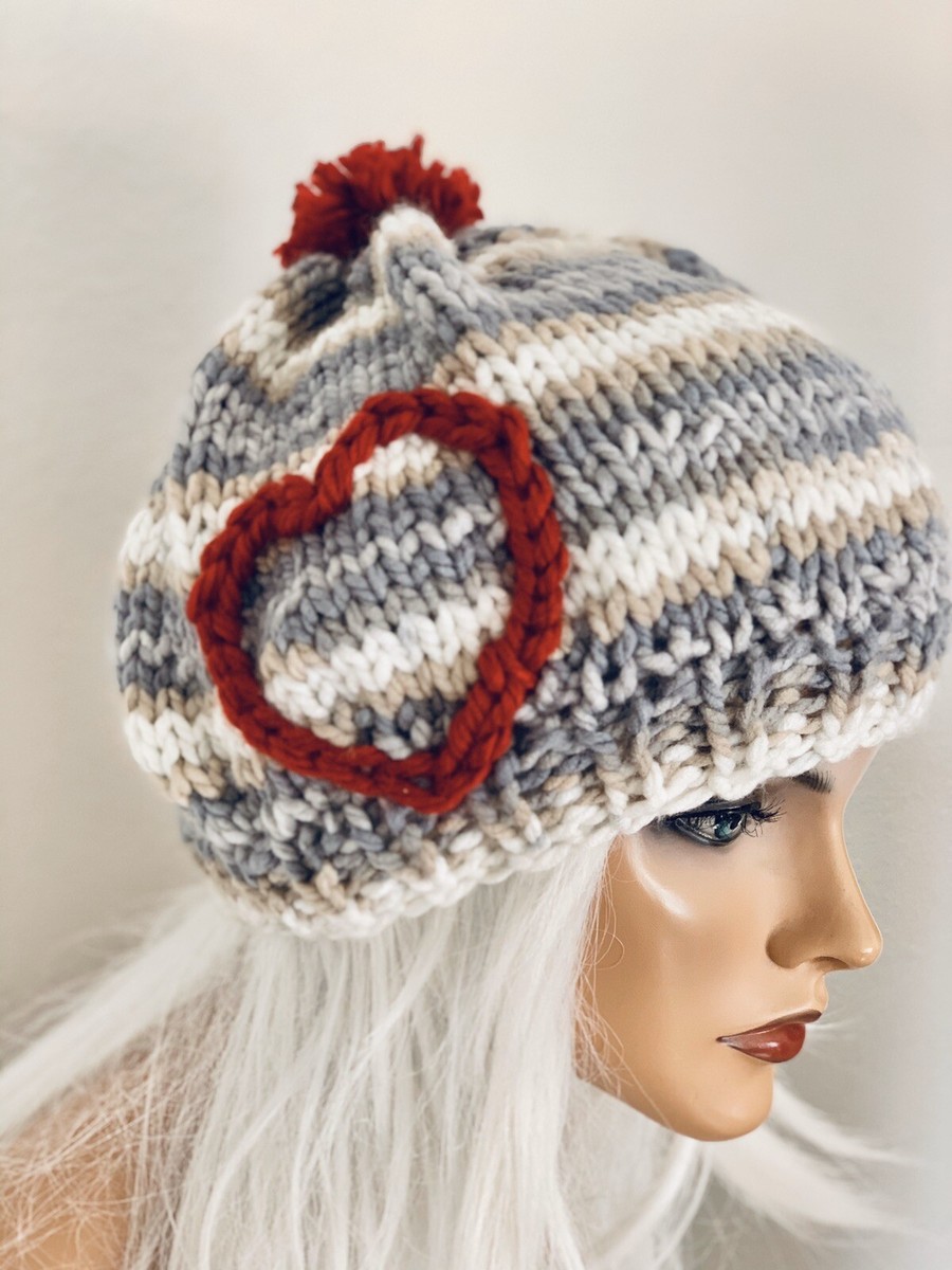 Hand Knits 2 Love Beanie Hat Slouch Cap Designer Fashion  display picture 2
