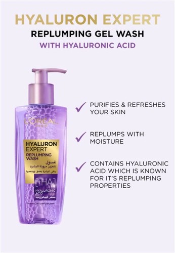 L'Oréal Paris Hyaluron Expert Replumping Face Wash Purifies All Skin Types 200ml - Picture 3 of 6