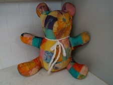 Vintage Handmade Patchwork Quilt Stuffed Teddy Bear 15 Inches