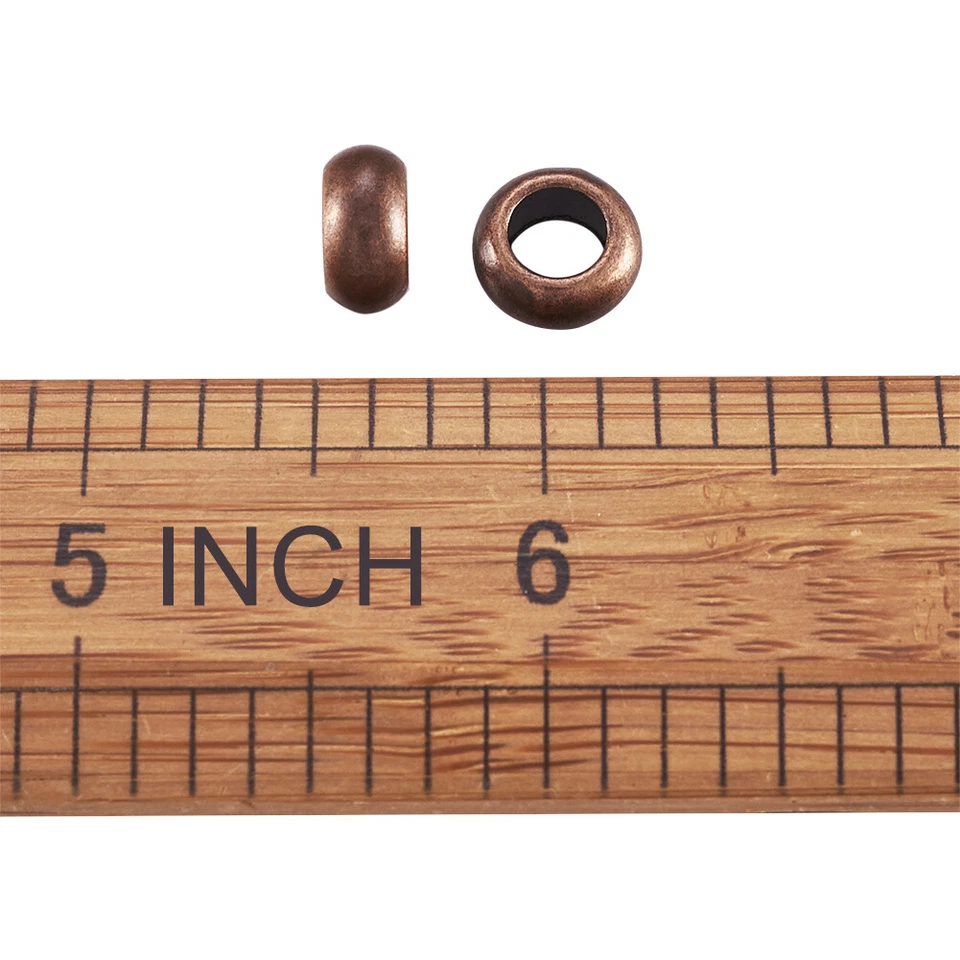 20 cuentas de metal de aleación tibetana de cobre rojo espaciador liso agujero grande 10x6 mm Foto 4 de 4