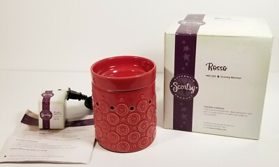 Scentsy Warmer Rosso Vermillion Tribal Circles Retired Hard To Find w/Box + Bulb