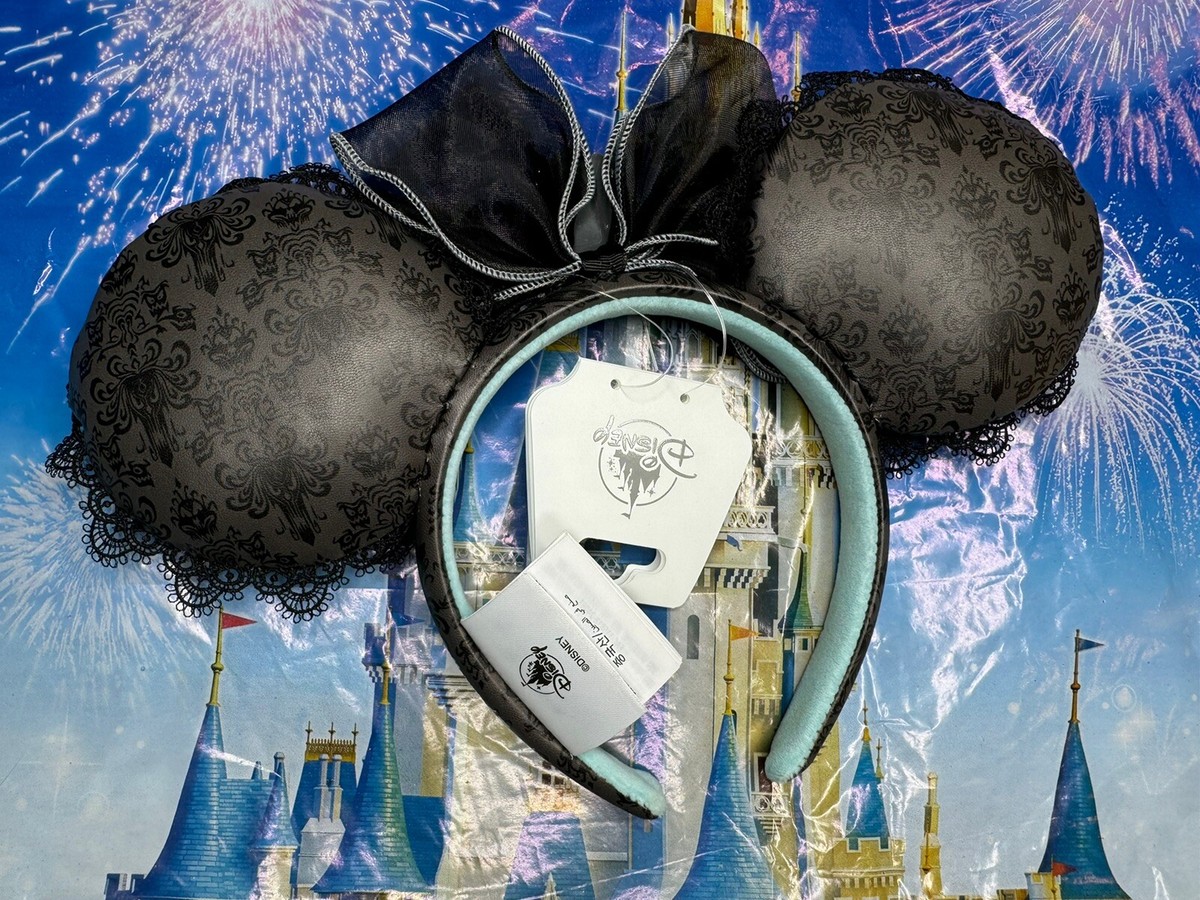 2024 Disney Parks The Haunted Mansion Ear Headband Mesh Bow 