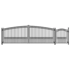 ALEKO Paris Style Steel Dual Driveway Combo Gate 18 ft with Pedestrian Gate