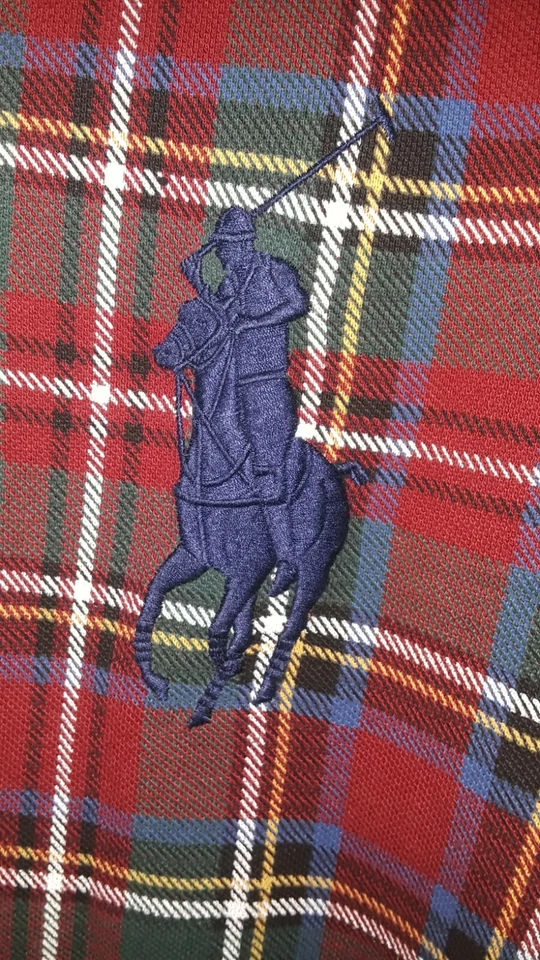 Polo Vintage de Ralph Lauren Big Pony a Cuadros Para Hombre Rojo Manga Corta Talla L Foto 3 de 4