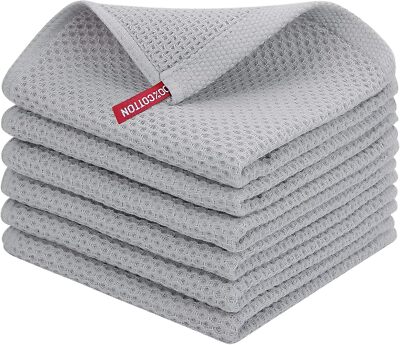 6 Pcs Cotton Waffle Weave Kitchen Dish Cloths Absorbent Quick Drying Dish Towels