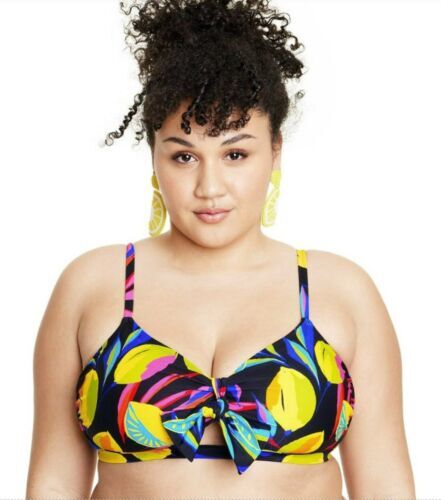 Tabitha Brown for Target - Lemon Print Tie-Front Bikini Top - Plus SIZE 2X  - NEW | eBay