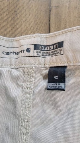 Carhartt BS2514 Khaki Rugged Flex Relaxed Fit Canvas Work Shorts MENS SZ 42X 10 - Picture 8 of 8