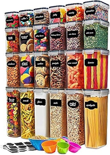 Stylish Food Storage Canister Set - 24 Airtight Containers with Labels & Marker - Picture 3 of 10