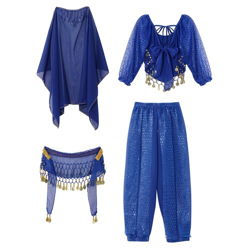Kids Girls Outfits Halloween Dancewear Glittery Costume Arabian Princess Pants - Picture 31 of 41