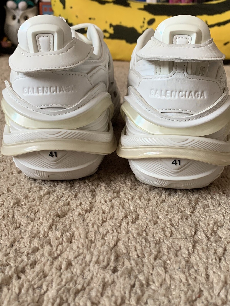 Balenciaga tyrex sneakers sz 8 Futuristic White Reflective Square Toe Drive  41