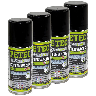 Kettenwachs Spray PETEC Bike Line für Fahrrad E-bikes Kettenschmierung 4x 100 ml