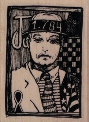 Mounted Rubber Stamp, Whimsical Man In Tie Tag, Fancy Man, Mixed Art, Steampunk
