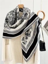 70% Wool 30% Silk Women Winter Double-sided Printing Scarf  Shawl 53*53"