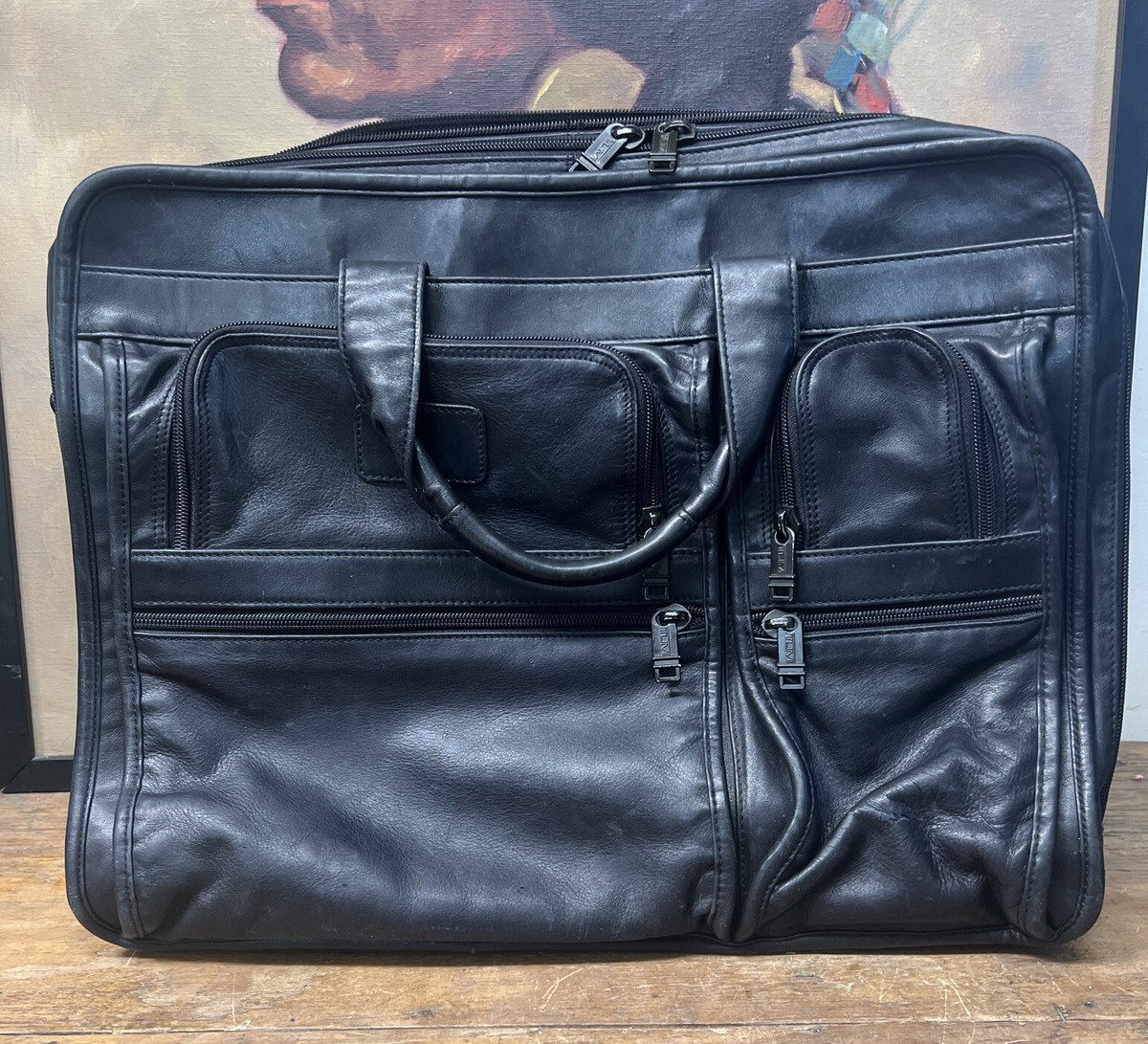 Tumi Alpha Series Black Napa Leather Briefcase 9624D3 Carry On Bag  