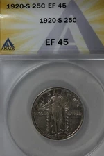 1920-S   .25  ANACS   EF 45  Standing Liberty Quarter, Liberty 25 Cents (0.25)