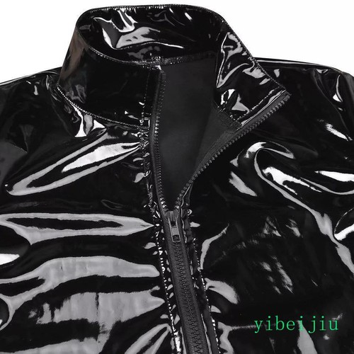 Sexy Mens Autumn Coats Stand Collar PVC Jacket Large Size Overcoat Full Zip 2025 - Picture 3 of 8