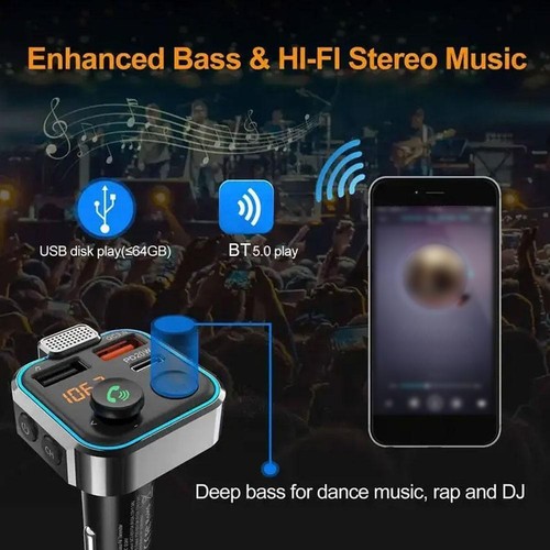 Cargador de coche transmisor de carga rápida Bluetooth Audio Z6S3 teléfono manos libres V5U2 - Imagen 6 de 11